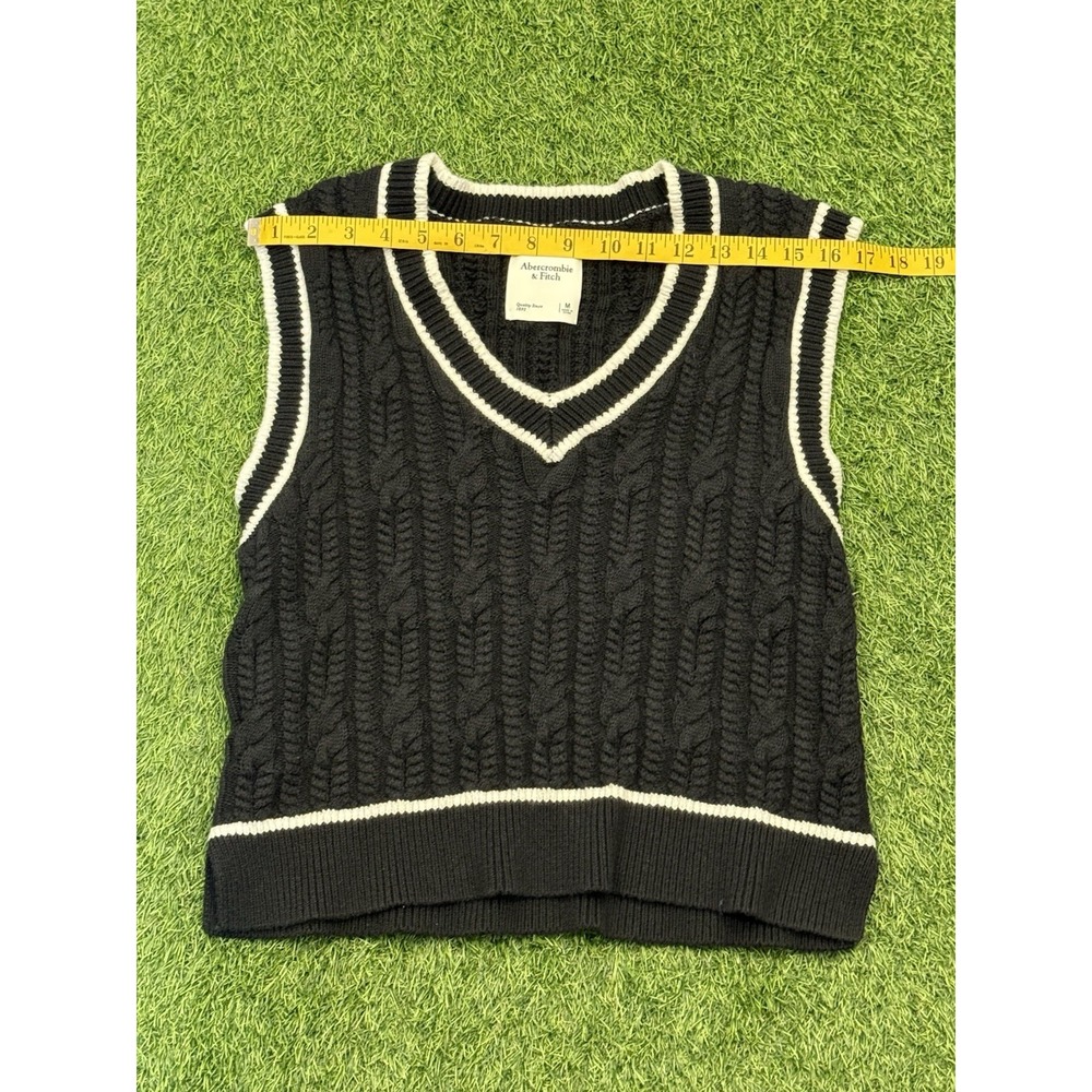 Abercrombie & Fitch Sweater Vest Womens Medium Navy Blue Y2K Tennis Tunic Preppy - Picture 10 of 13